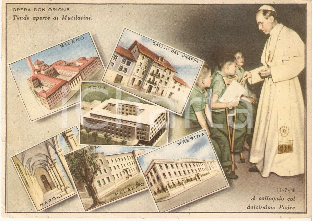 Cartolina originale da collezione 1955 OPERA DON ORIONE Istituti di Gallio del Grappa MESSINA Cartolina FG VG 1