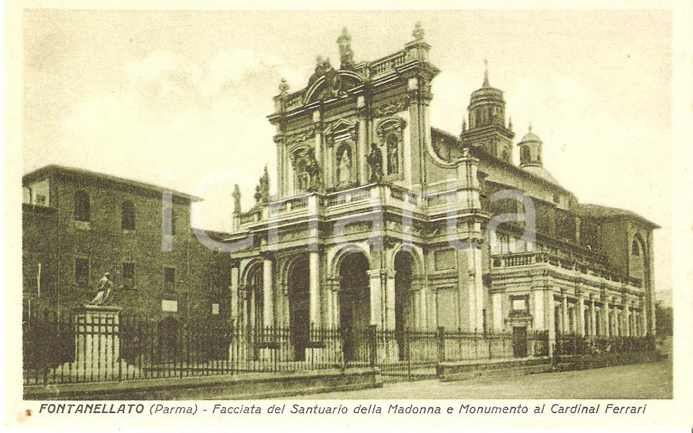 Cartolina originale da collezione 1955 FONTANELLATO Santuario della Madonna  Monumento Cardinal FERRARI Cartolina 1