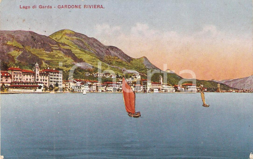 1929 GARDONE RIVIERA (BS) Barche a vela sul Lago di GARDA *Cartolina FP VG