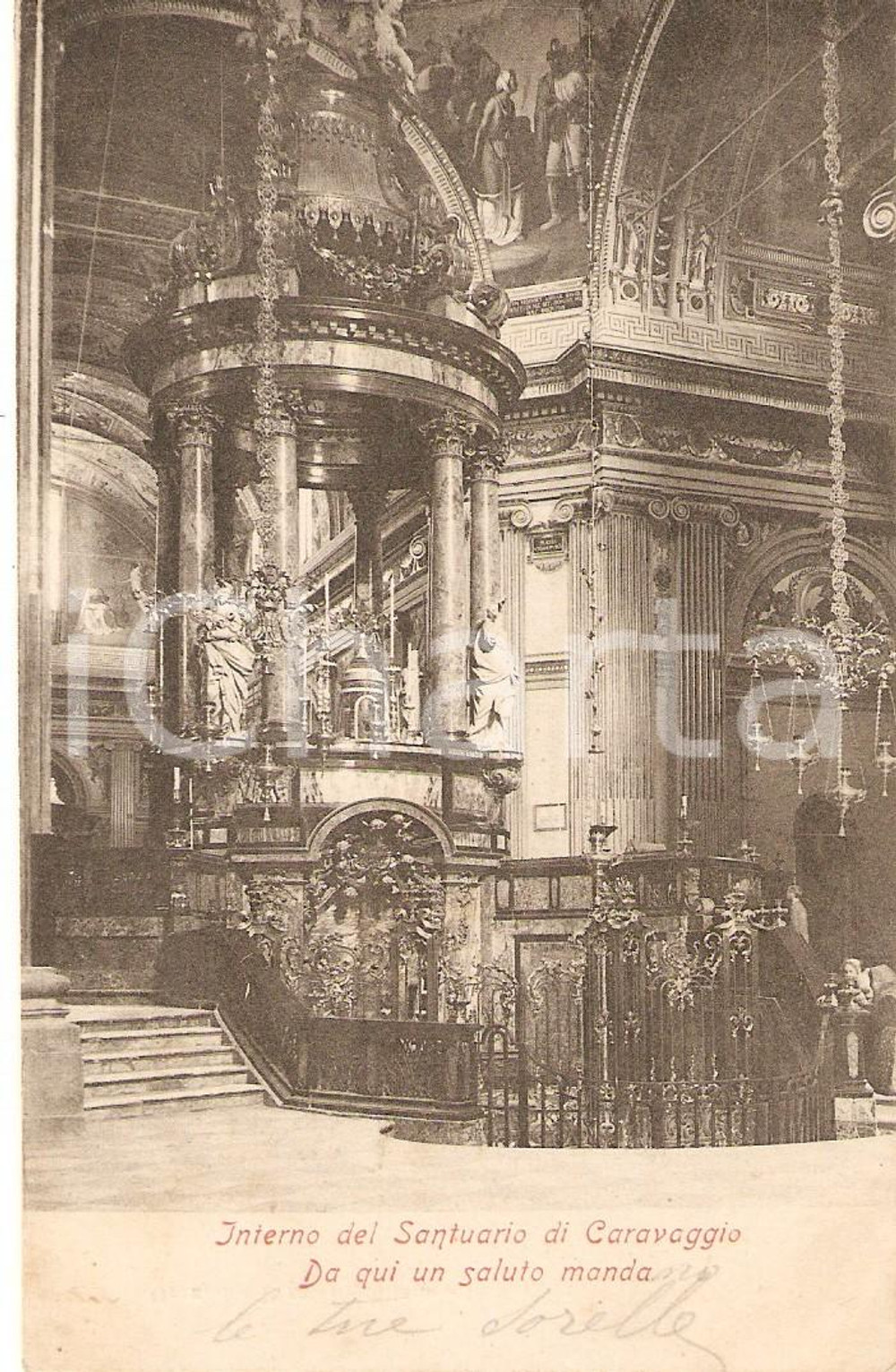 1903 CARAVAGGIO (BG) Interno del Santuario della Beata Vergine *Cartolina FP VG