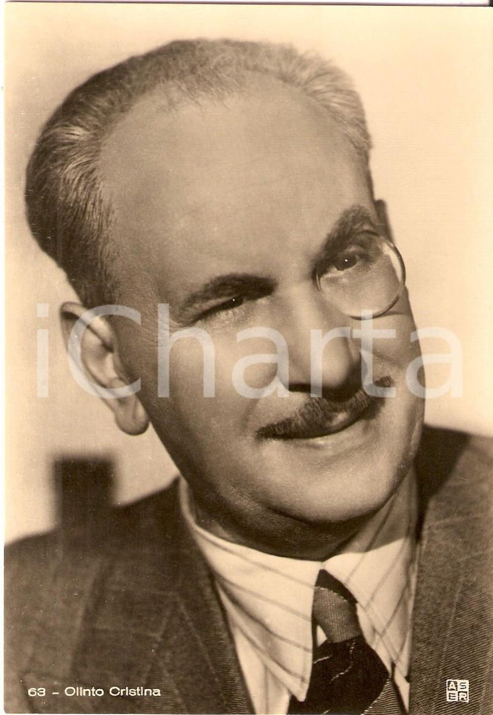 Cartolina originale da collezione 1940 ca CINEMA Attore Olinto CRISTINA con monocolo Fotografia seriale ASER 1