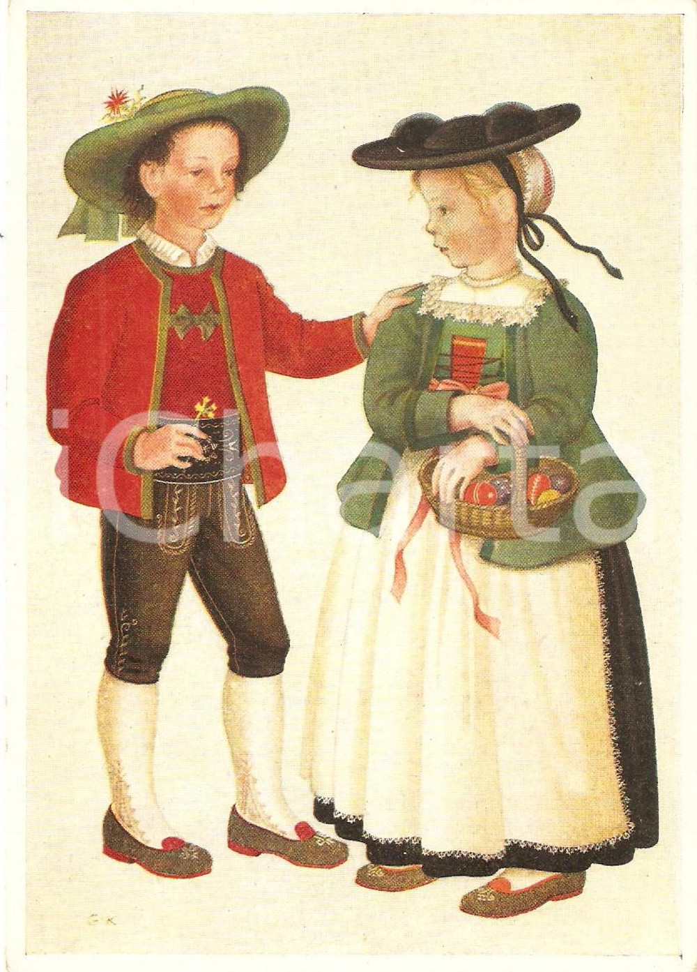 Cartolina originale da collezione 1970 ca VAL PUSTERIA BZ Bambini con costumi tradizionali Cartolina FG NV 1