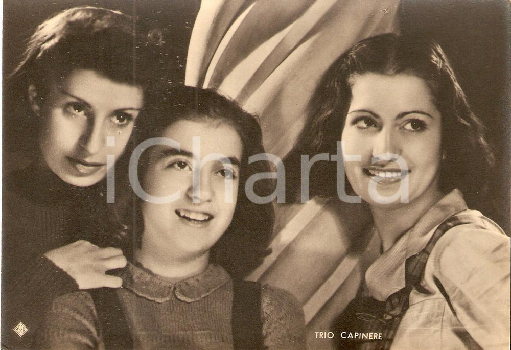Cartolina originale da collezione 1940 ca MUSICA Ritratto del TRIO CAPINERE Fotografia seriale ASER 1