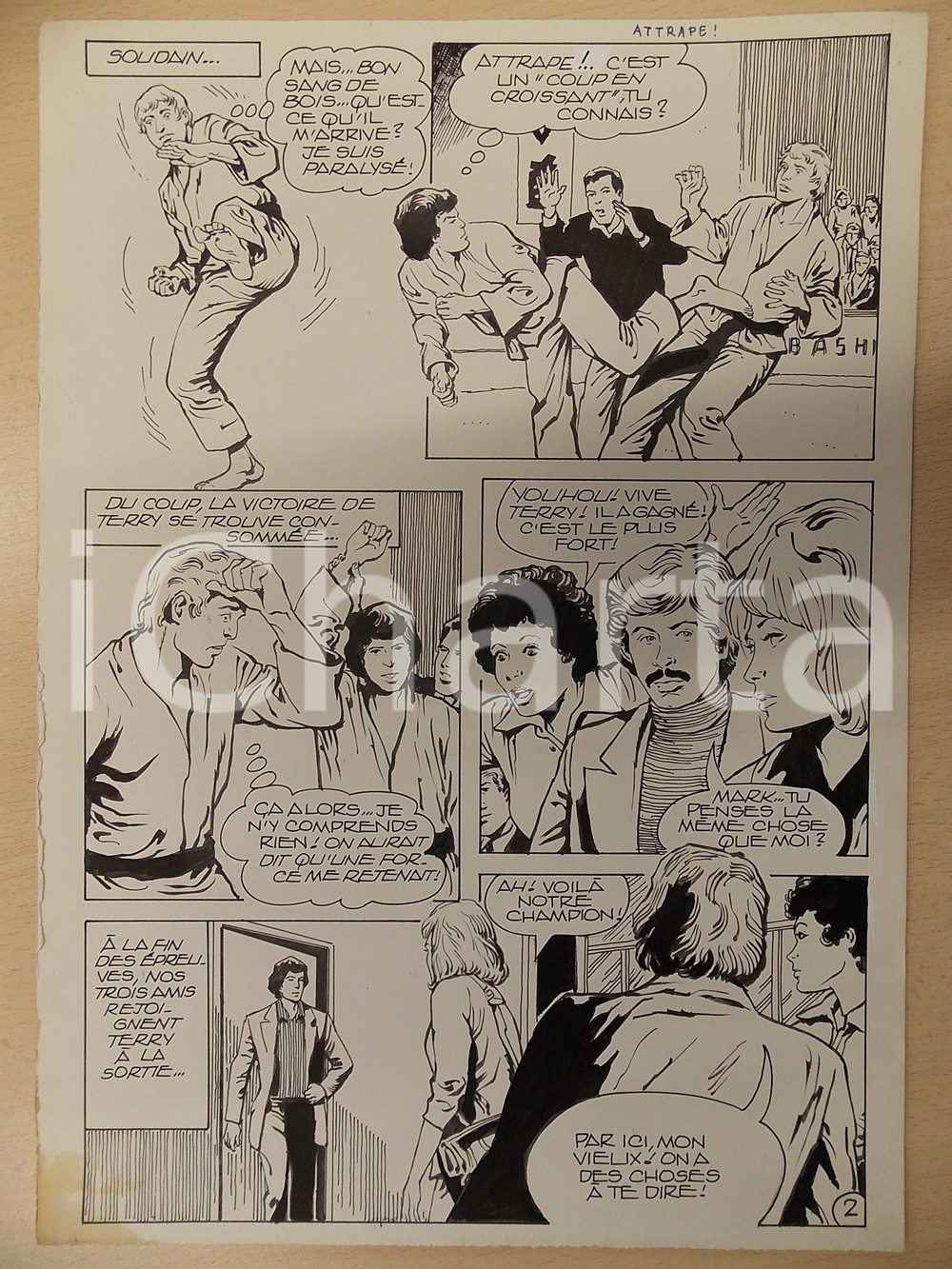 Opera d’arte autentica 1981 L AMI BARRY Ep.3 Luciano BERNASCONI Incontro di karate Tavola originale 1