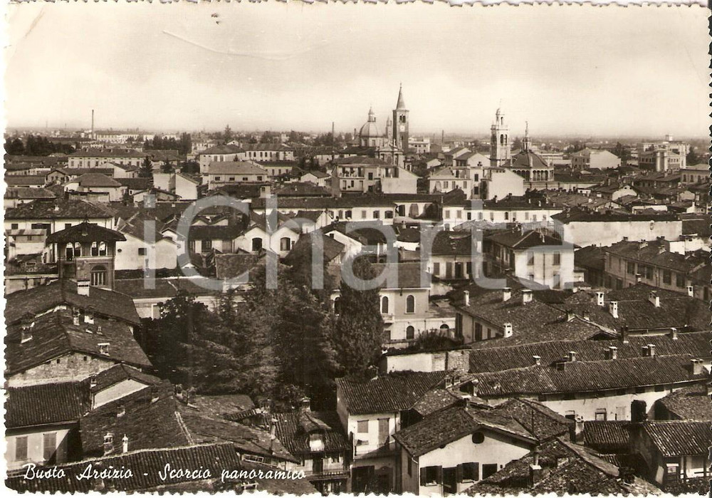 Cartolina originale da collezione 1955 BUSTO ARSIZIO VA Scorcio panoramico della cittÃ  Cartolina FG VG 1