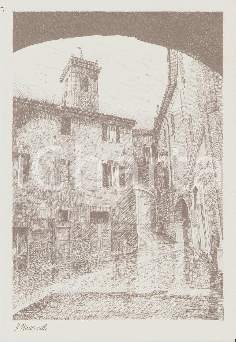 Cartolina originale da collezione 1965 ca BELVEDERE OSTRENSE AN Piazzetta Marconi  Ill. MANCINELLI Cartolina 1