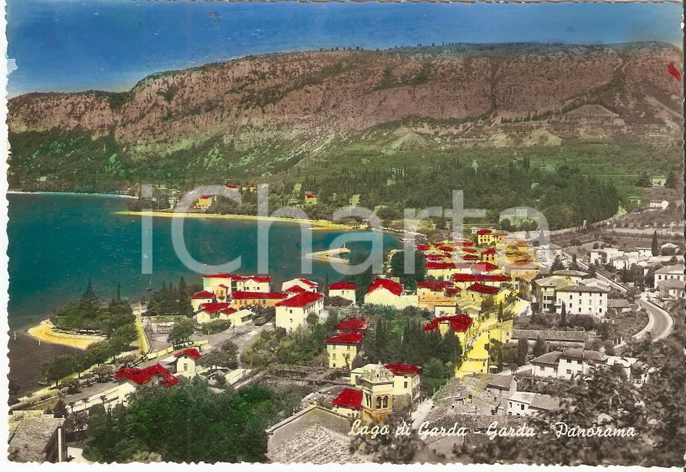 Cartolina originale da collezione 1955 ca GARDA VR Panorama del paese con Lago di Garda Cartolina FG NV 1