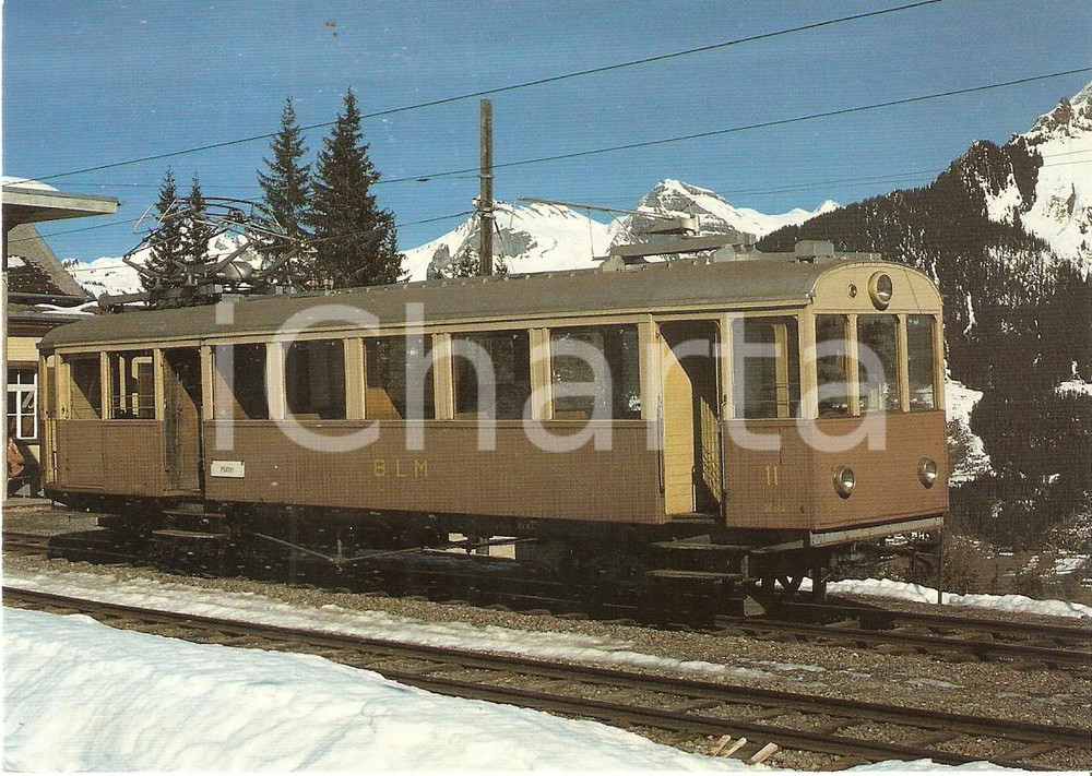 Cartolina originale da collezione 1975 ca BLM Bergbahn LAUTERBRUNNEN  MURREN Locomotiva BFe 2/4 11 Cartolina FG 1