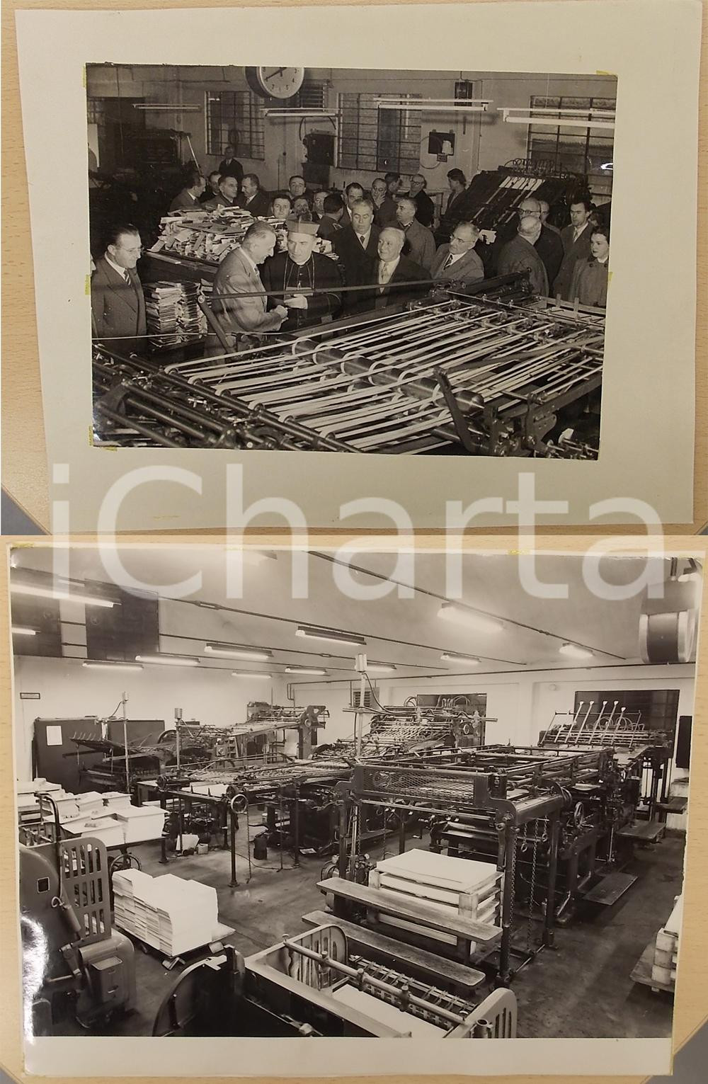1969 PAVIA Mons. Carlo ALLORIO visita Tipografia Mario PONZIO *Foto FRONTE RETRO