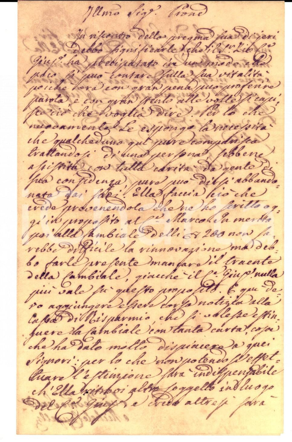 Manoscritto, lettera originale 1850 FAENZA Michele CAPPELLI chiede carità  per conte Giuseppe AZZALLI malato 1