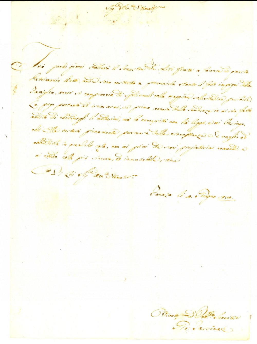 Manoscritto, lettera originale 1820 FAENZA Giovanni TASSINARI chiede il saldo di un debito prima della scadenza 1