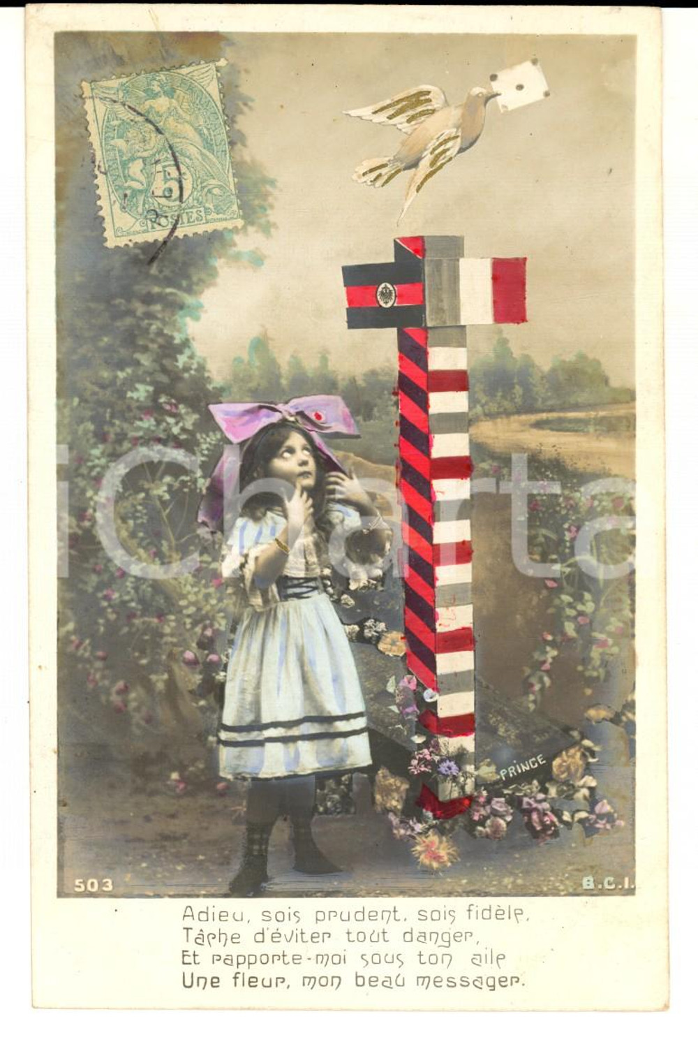 1905 FRANCE Espoir d'un enfant avec son pigeon voyageur *Carte postale VINTAGE