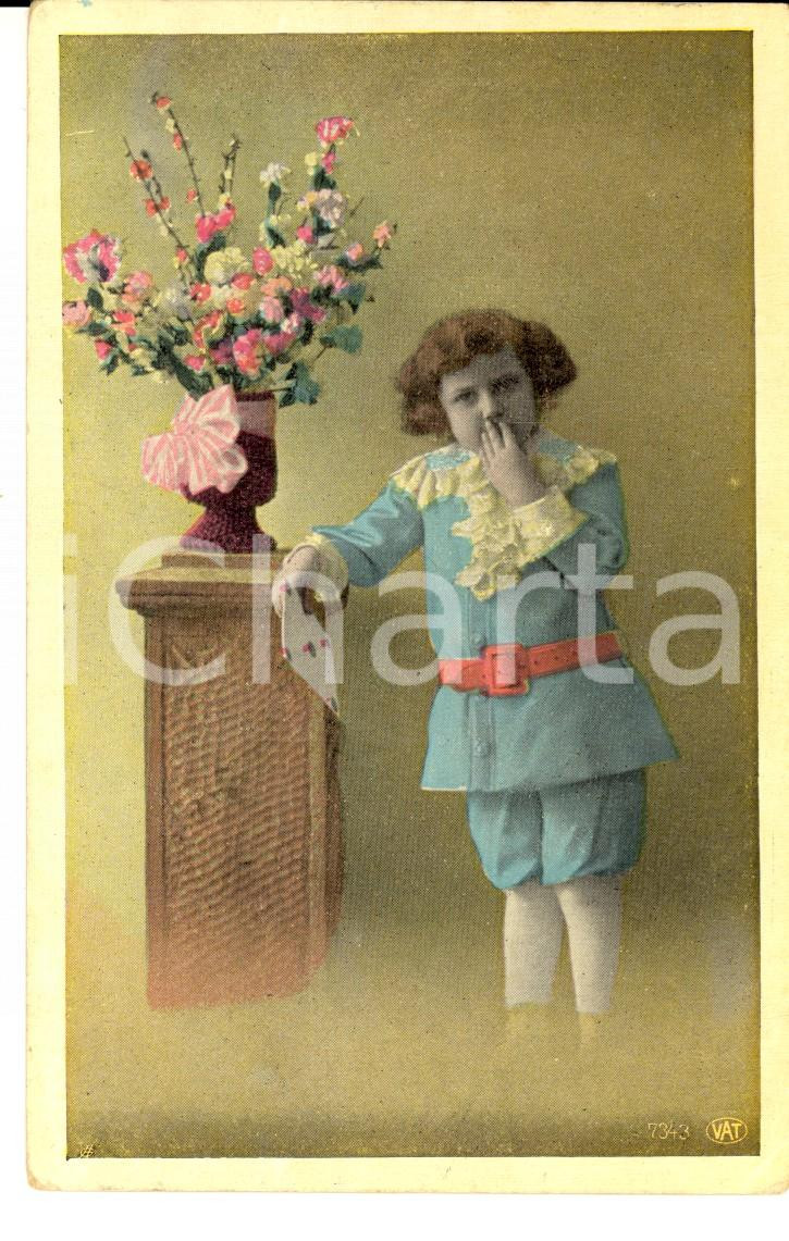 Cartolina originale da collezione 1916 BAMBINI Piccolo messaggero indeciso Cartolina postale VINTAGE FP VG 1