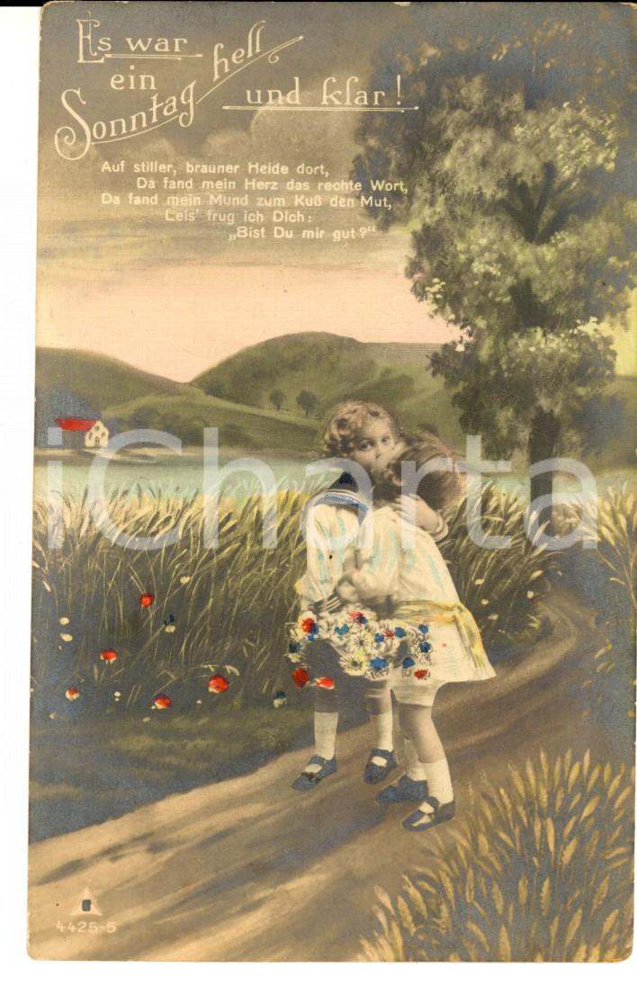 Cartolina originale da collezione 1910 ca BAMBINI Due piccoli innamorati Cartolina postale VINTAGE FP NV 1