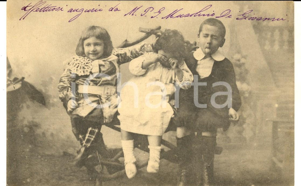 Cartolina originale da collezione 1904 COSTUMI Gruppo di bambini dispettosi Cartolina postale FP VG 1