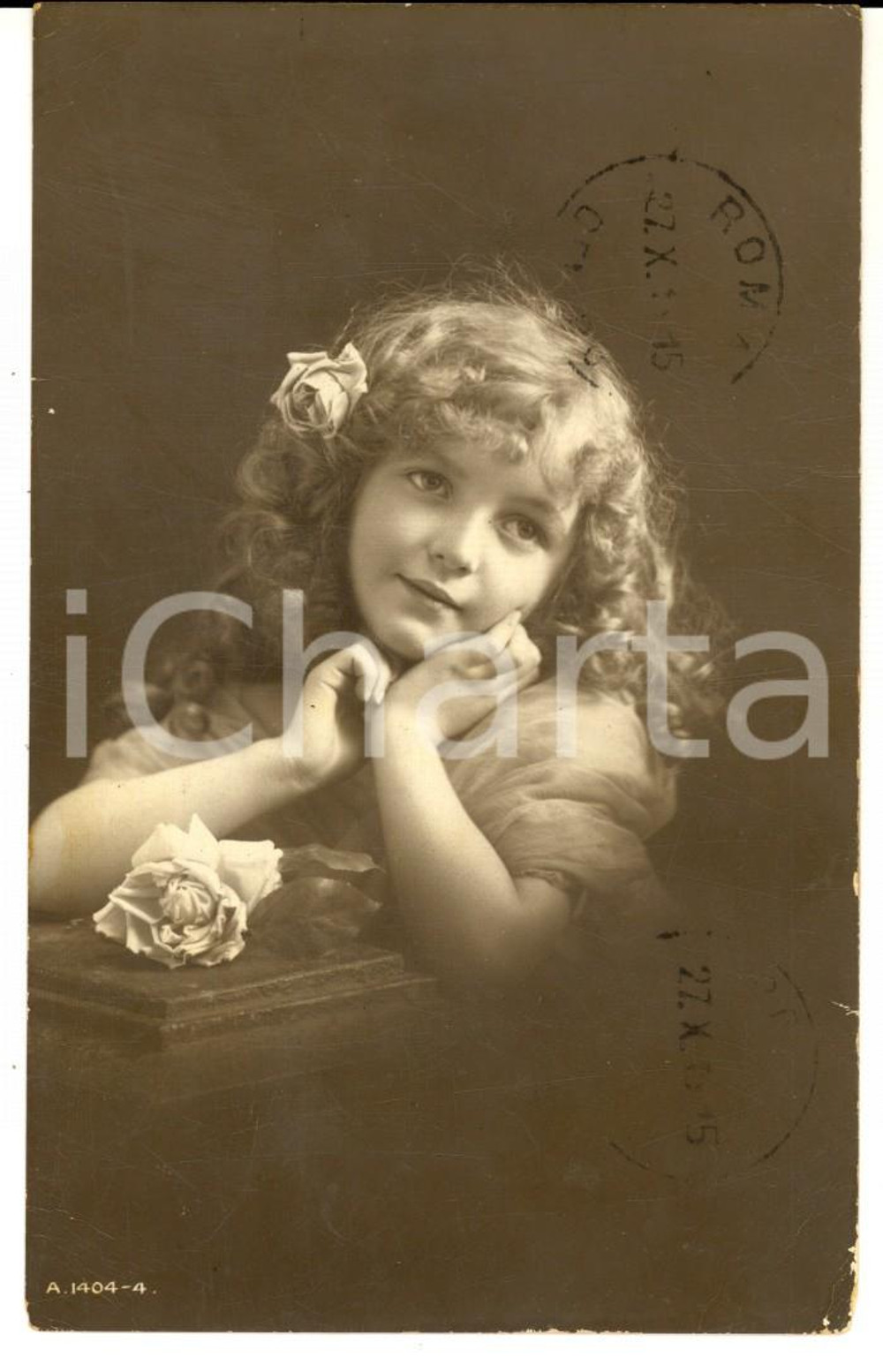 Cartolina originale da collezione 1920 ca INFANZIA Una romantica bambina Cartolina postale VINTAGE FP 1