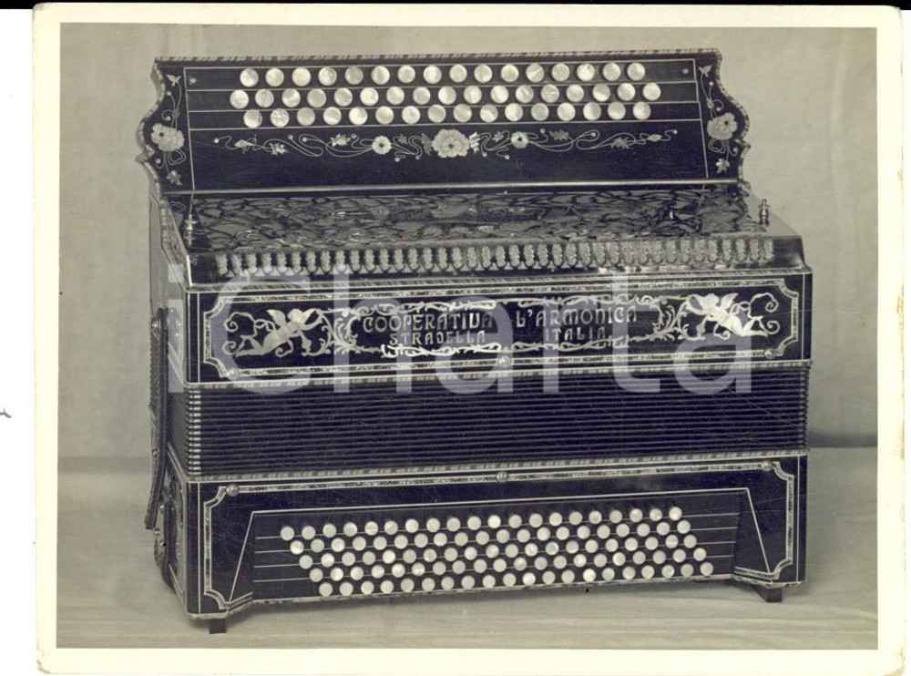 1920 ca STRADELLA Cooperativa L'ARMONICA Fisarmonica con angioletti *Foto