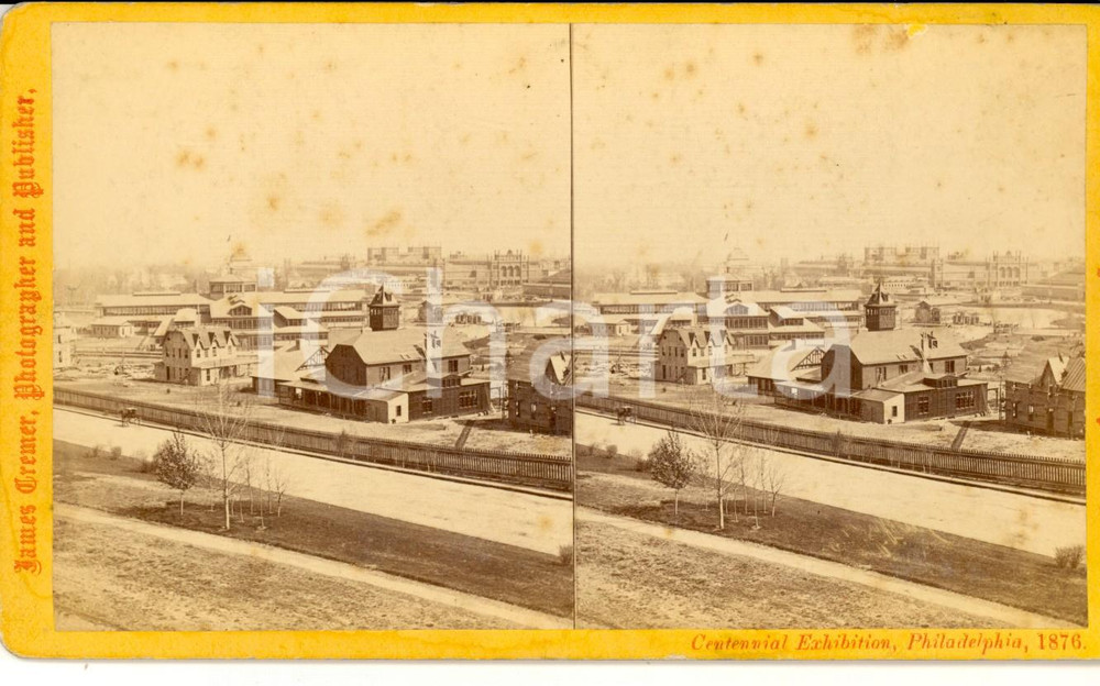 Fotografia d epoca originale 1876 PHILADELPHIA CENTENNIAL EXHIBITION General view Stereoscopic photo 1