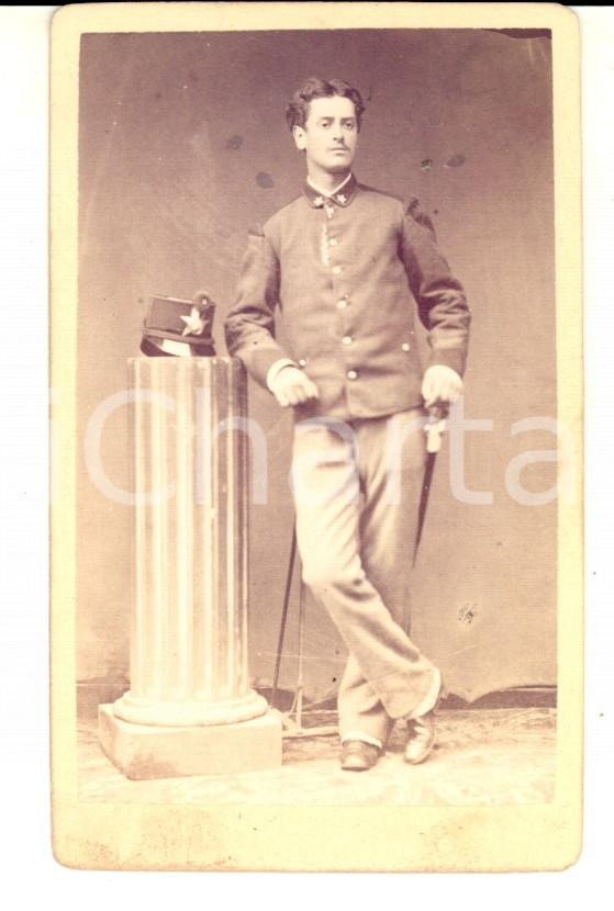 Fotografia d epoca originale 1870 ca REGIO ESERCITO Ritratto di allievo ufficiale Fotografia CDV 1
