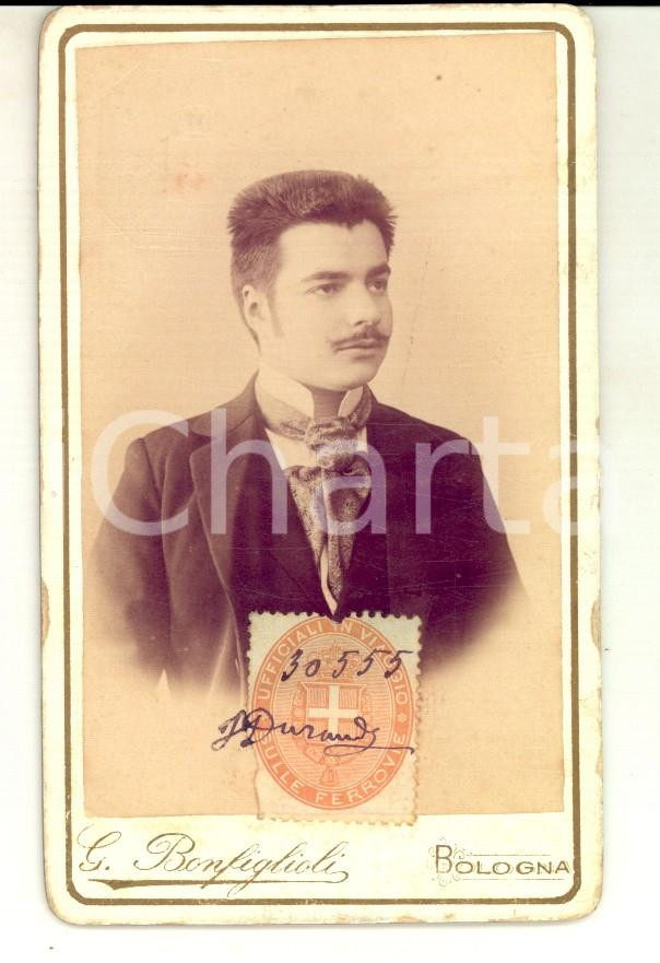 Fotografia d epoca originale 1880 ca BOLOGNA Francesco Carlo DURANDO in abiti borghesi Foto BONFIGLIOLI 1