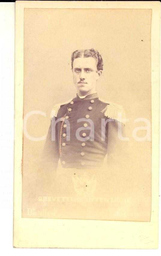 Fotografia d epoca originale 1880 ca REGIO ESERCITO ANCONA Ritratto di giovane ufficiale Foto DIOTALLEVI CDV 1