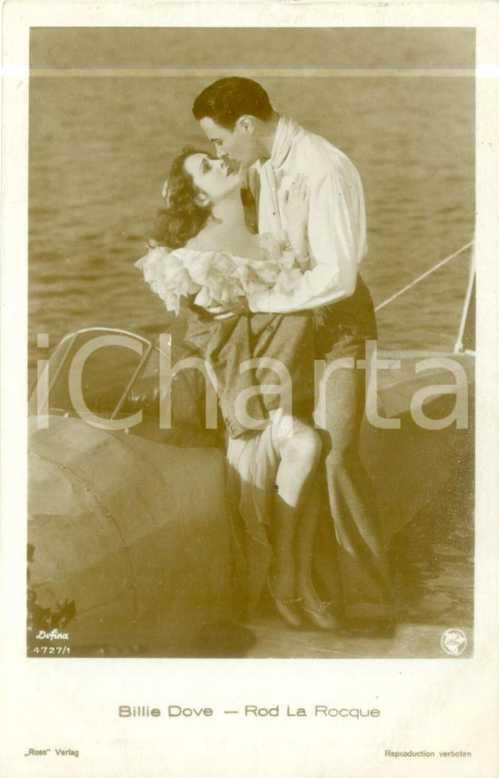 Cartolina originale da collezione 1929 MAN AND THE MOMENT Billie DOVE Rod LA ROQUE Bacio su aereo Cartolina FP NV 1