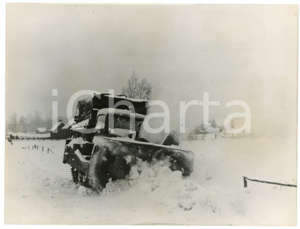Fotografia d epoca originale 1944 NEWEL GERMANIA Spazzaneve in azione nelle strade Fotografia 1
