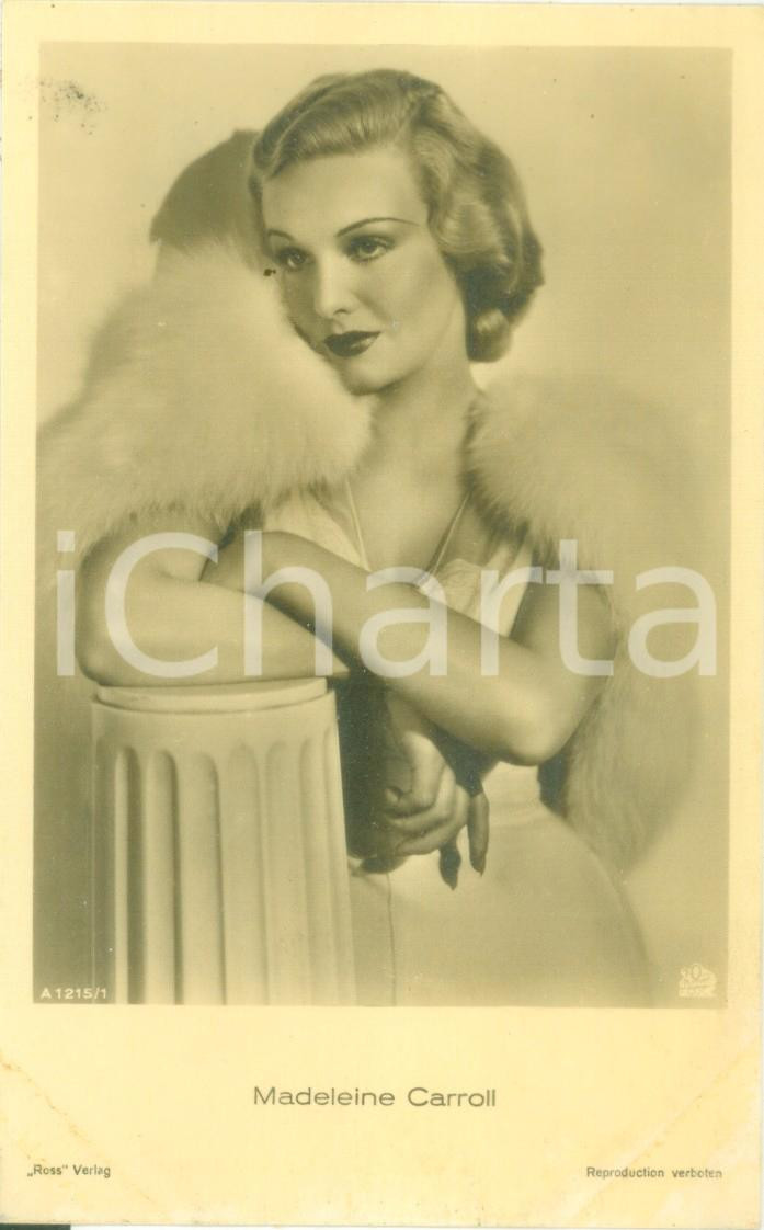 Cartolina originale da collezione 1935 ca CINEMA Attrice Madeleine CARROLL con collo di pelliccia Cartolina FP NV 1