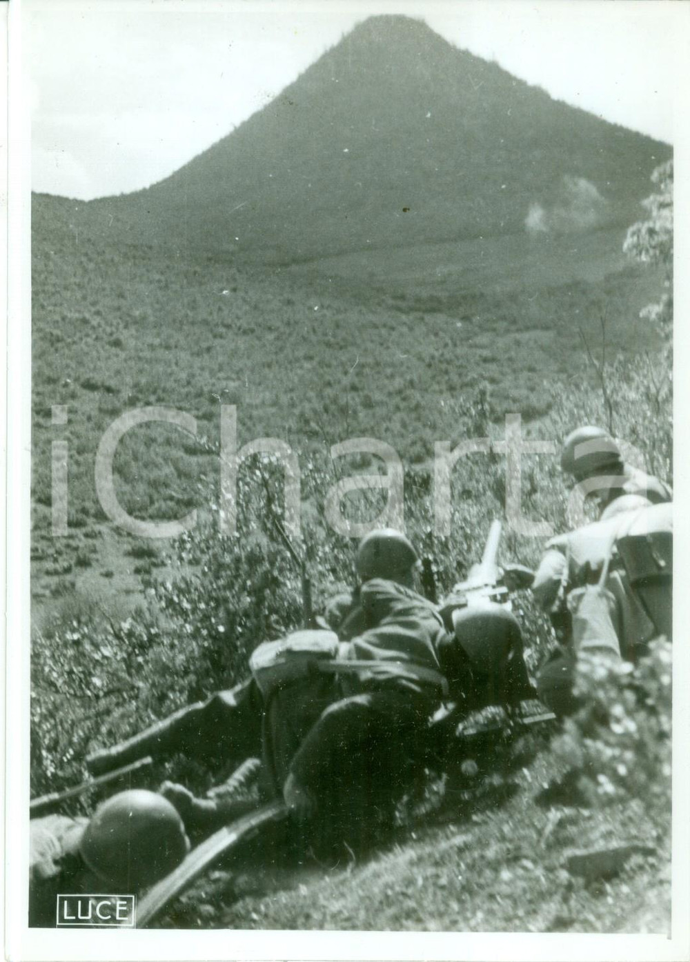 Fotografia d epoca originale 1940 ca FRONTE GRECO ALBANESE WW2 Soldati italiani con cannone anticarro Foto 1