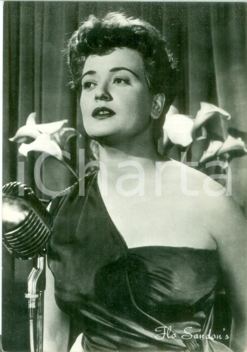 Cartolina originale da collezione 1940 ca MUSICA Cantante Flo SANDON S al microfono Cartolina FG NV 1