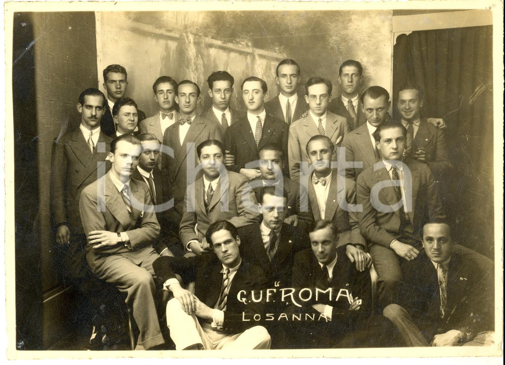 Fotografia d epoca originale 1940 ca LOSANNA Giovani Universitari Fascisti GUF ROMA Foto 22x16 cm RARA 1