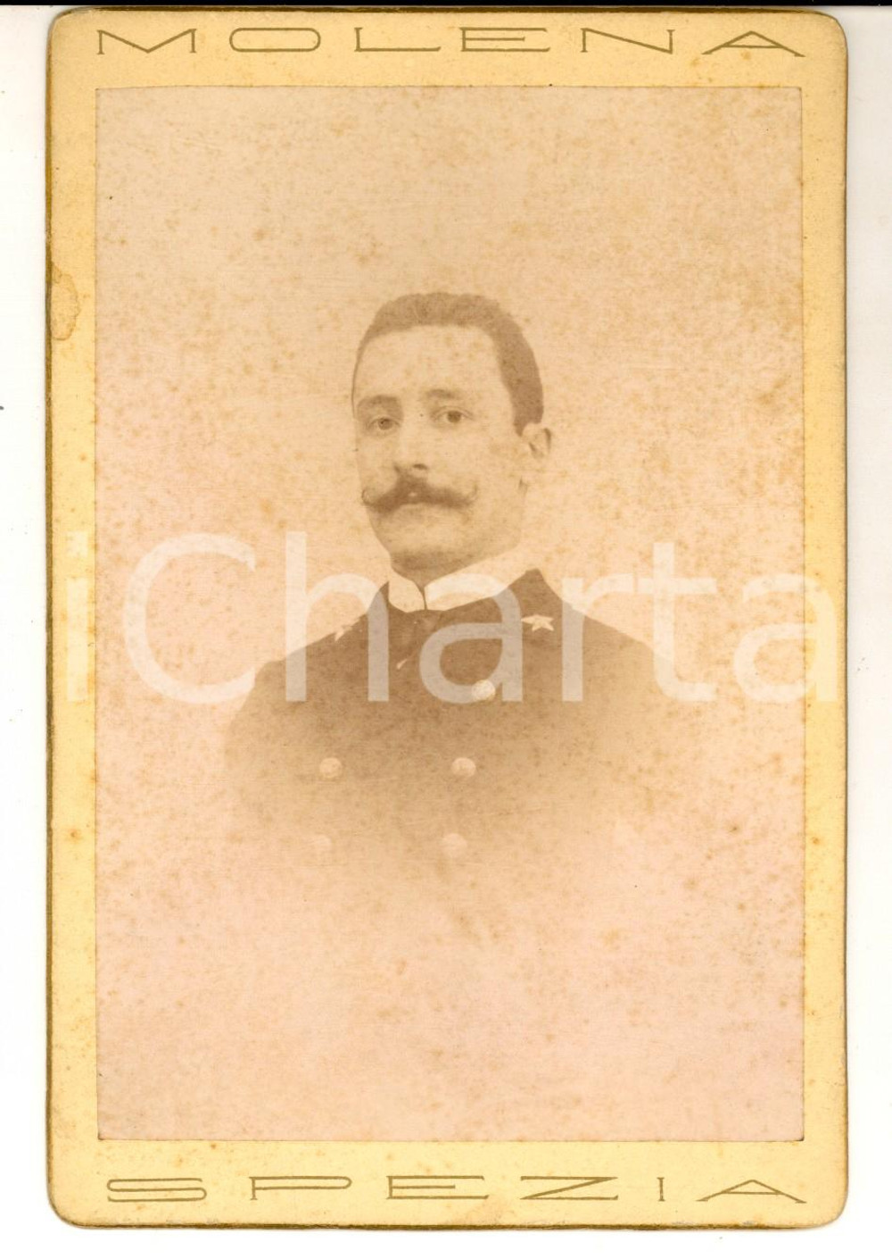 Fotografia d epoca originale 1895 REGIA MARINA LA SPEZIA Ritratto ufficiale Carlo TOSI Foto MOLENA con dedica 1