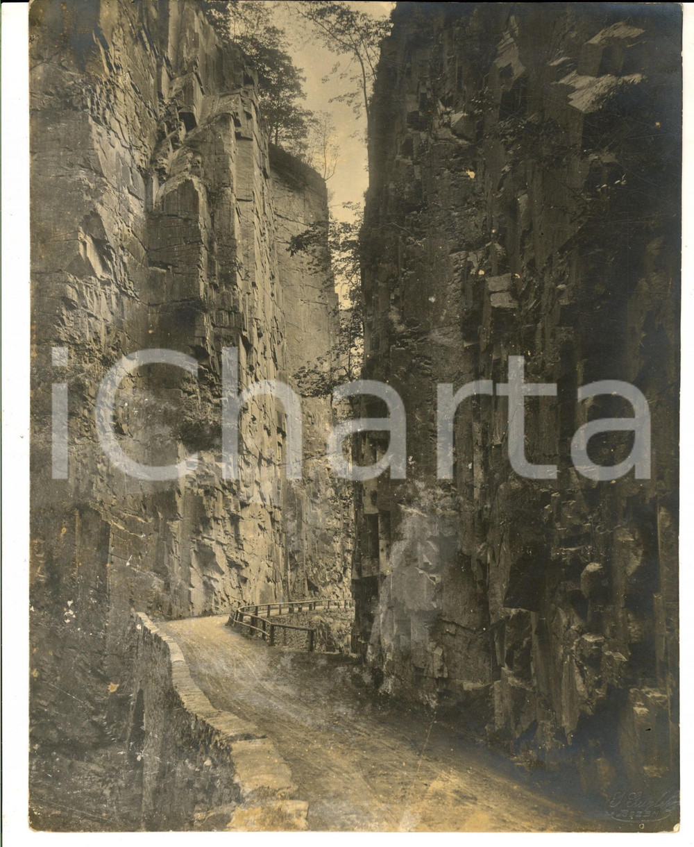 Fotografia d epoca originale 1930 ca VAL D EGA /EGGENTAL Un sentiero panoramico Foto J. GUGLER 21x26 cm 1