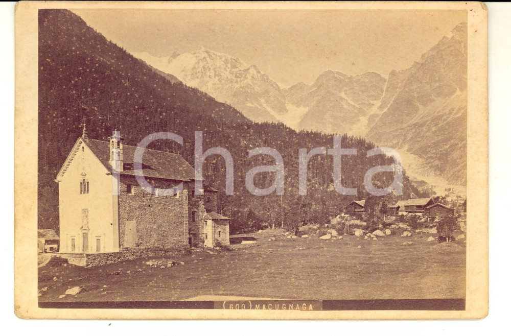 Fotografia d epoca originale 1890 ca MACUGNAGA VB Veduta panoramica Foto VINTAGE su cartoncino 17x11 1