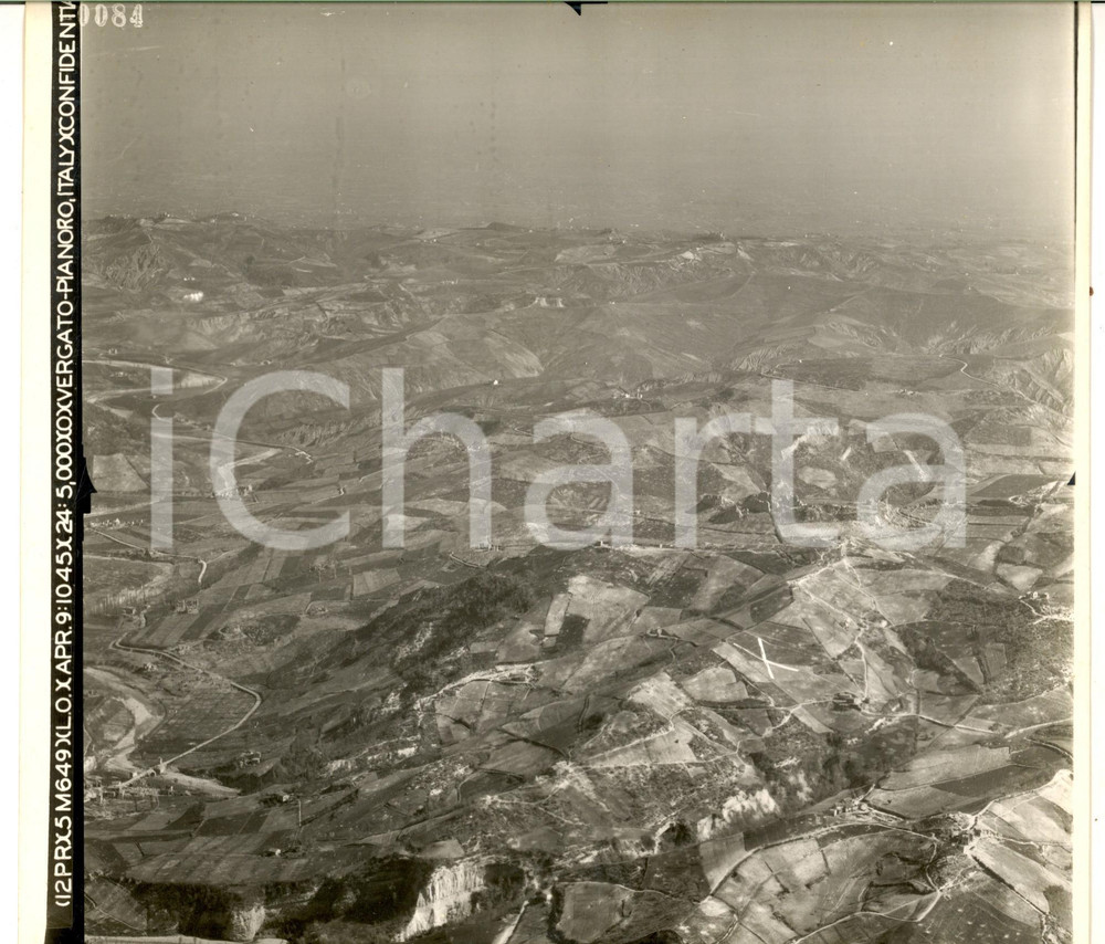 Fotografia d epoca originale 1950 ca VERGATO  PIANORO BO Veduta dell Appennino Foto aerea 22x23 cm 1