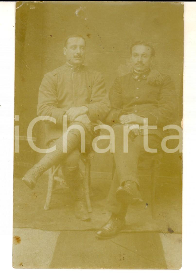 Fotografia d epoca originale 1915 ca WWI TRIESTE Ritratto Domenico FONTANIN con un commilitoneFoto cartolina 1