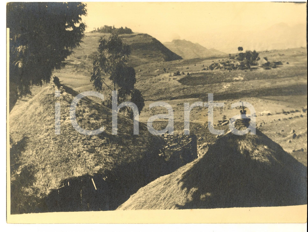Fotografia d epoca originale 1936 AFRICA ORIENTALE ITALIANA Villaggi indigeni nel deserto Foto 24x19 1