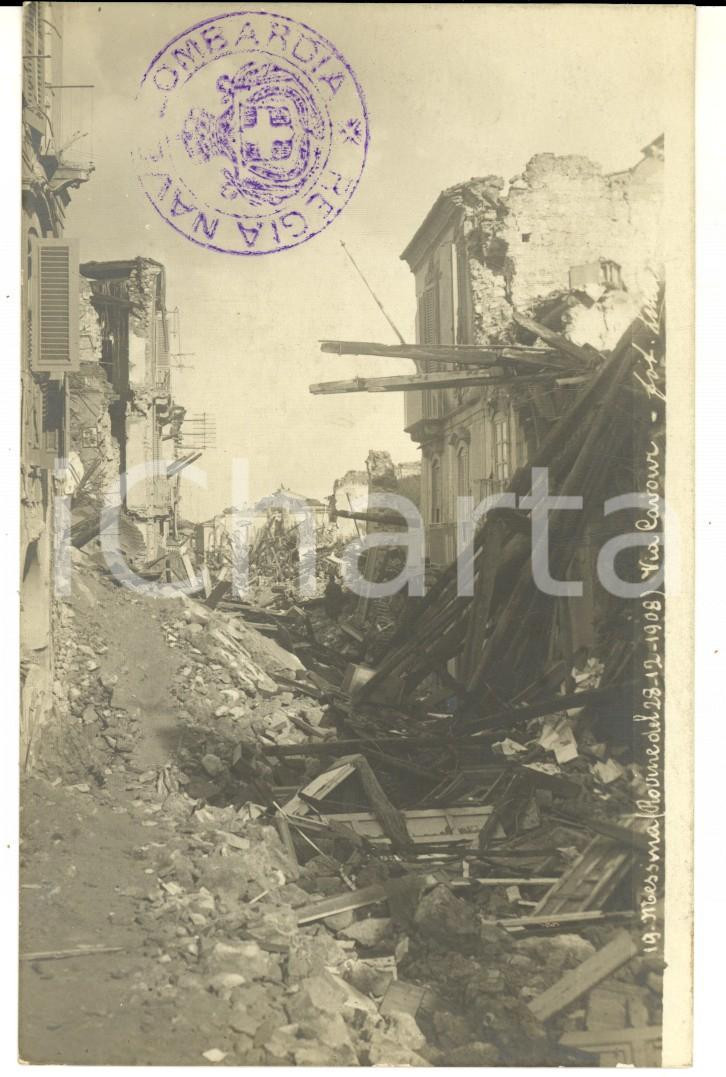 Cartolina originale da collezione 1908 MESSINA TERREMOTO Rovine di via Cavour Cartolina foto MARTINEZ FP NV 1