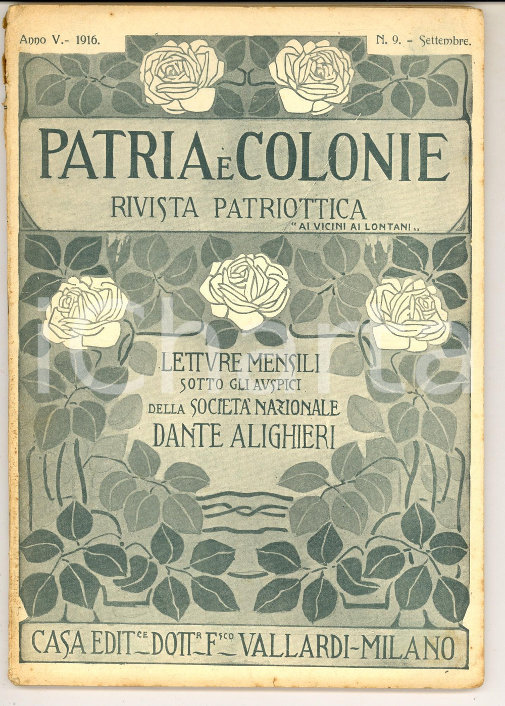 Giornale, rivista storica 1916 PATRIA E COLONIE Campagna garibaldina nel Tirolo Rivista anno V nÂ°9 1