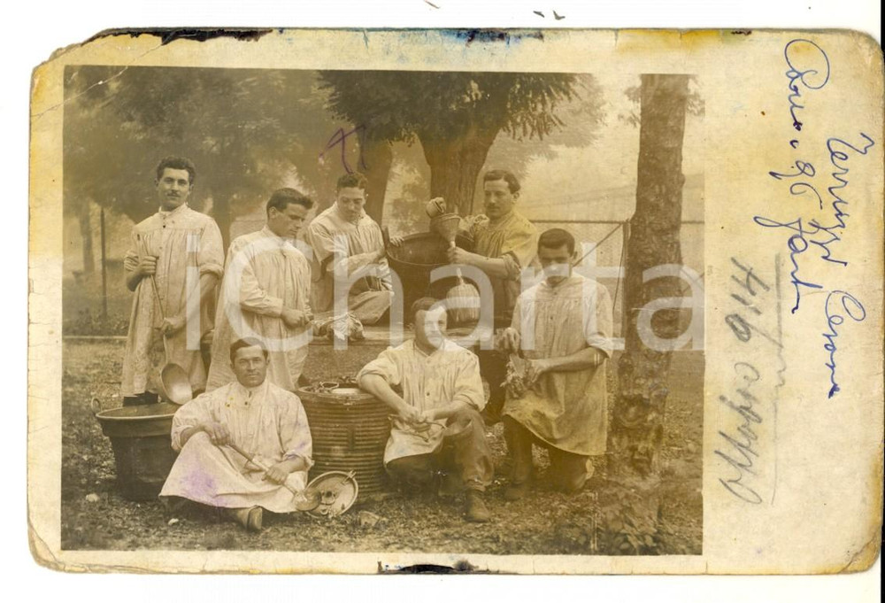 Fotografia d epoca originale 1914 REGIO ESERCITO Cesare TERRUZZI 96° Fanteria di corvée Foto DANNEGGIATA 1