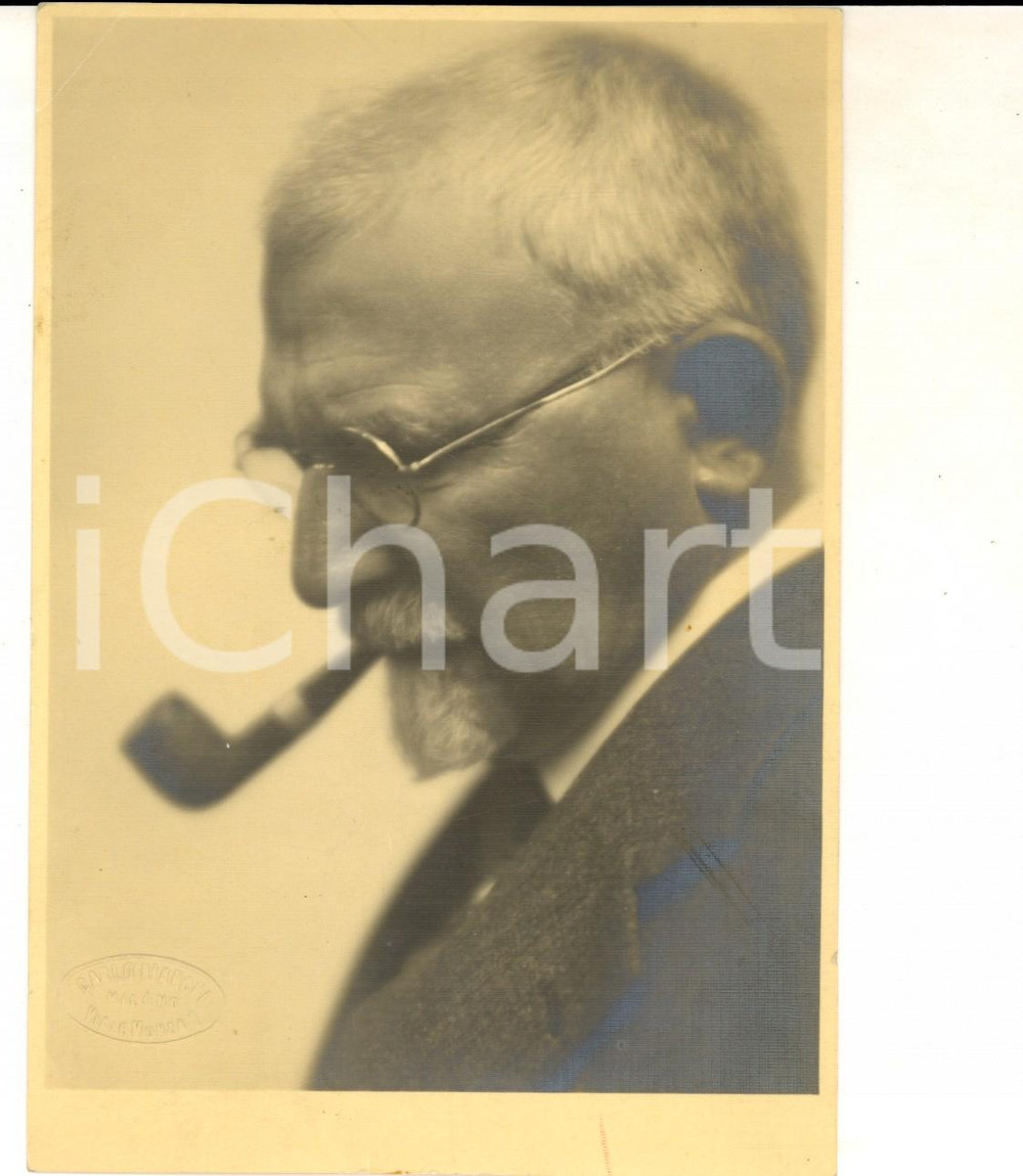 Fotografia d epoca originale 1940 ca MILANO Ritratto di un uomo con la pipa Foto Carlo BIANCHI 12x16 1
