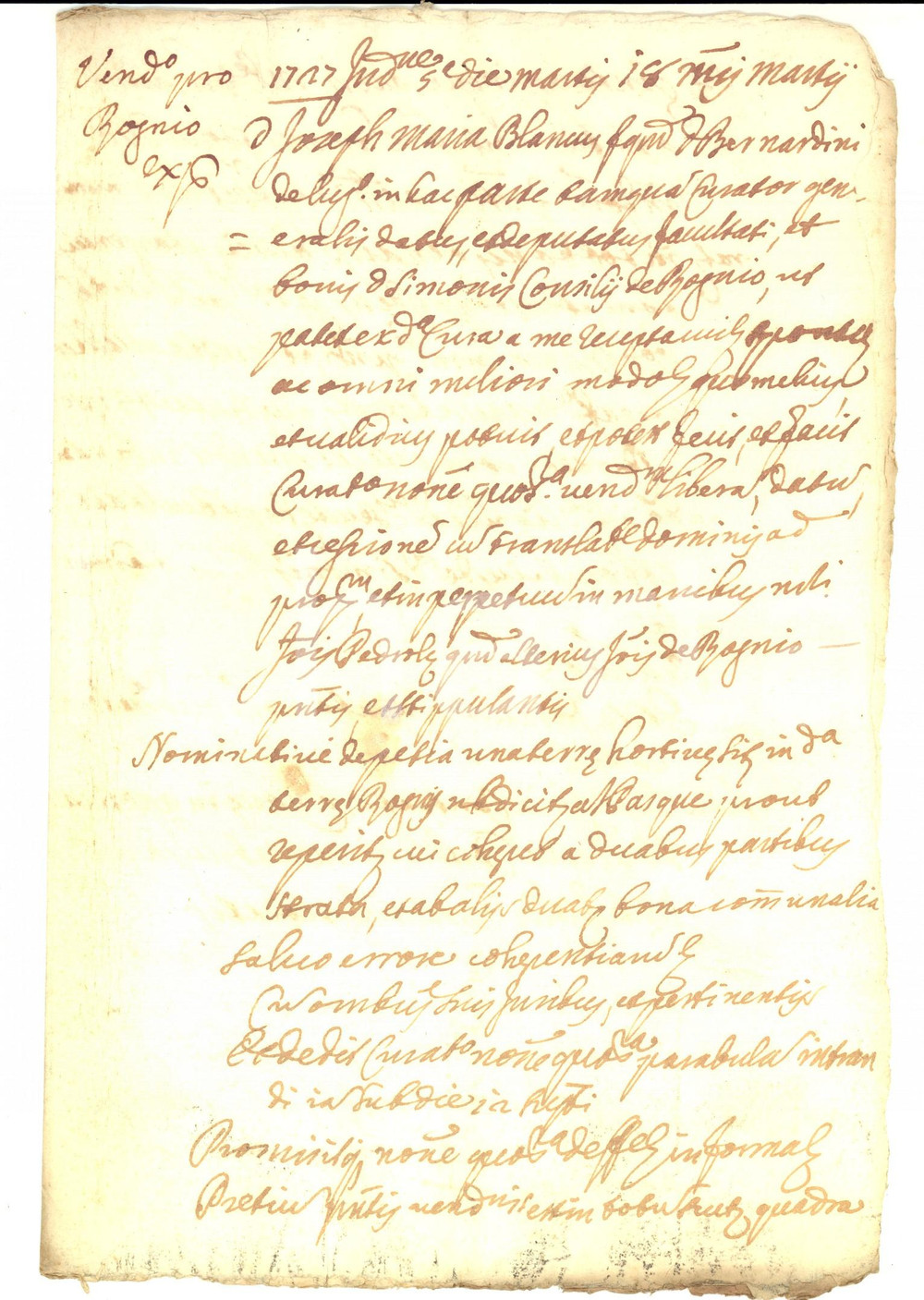 Documento originale, autentico 1727 ROGNO BG Giuseppe Maria BIANCHI vende terra ortiva a Giovanni PEDROLI 1