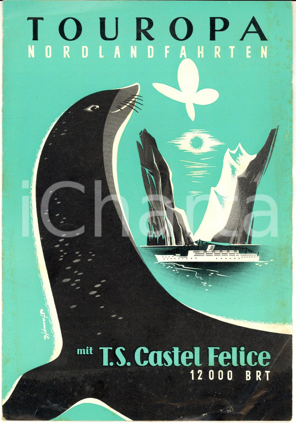 Materiale pubblicitario d’epoca 1960 TOUROPA Programma viaggio con T. S. CASTELFELICE ILLUSTRATO Deutsch 1