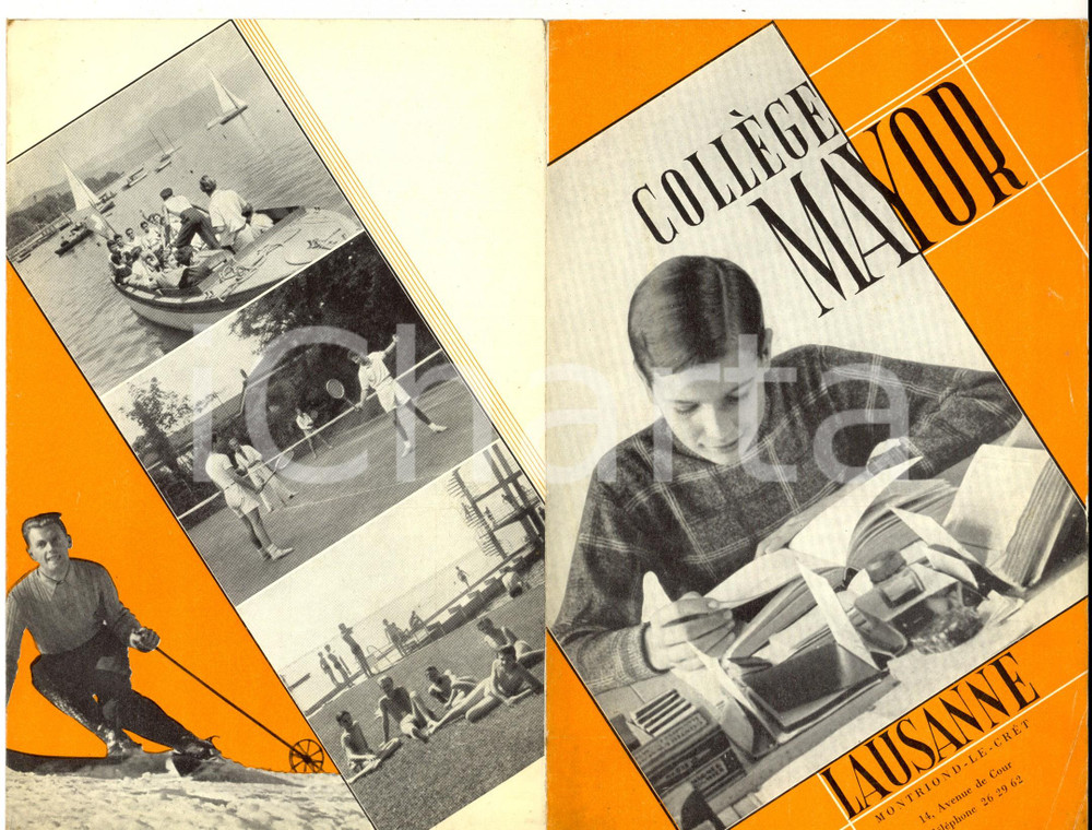 Materiale pubblicitario d’epoca 1960 ca LAUSANNE SUISSE Collége MAYOR  Brochure publicitaire ILLUSTREE 1