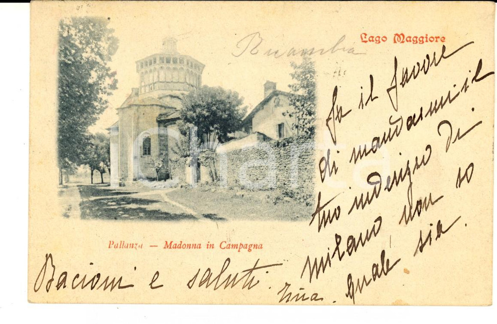 Cartolina originale da collezione 1904 VERBANIA PALLANZA Madonna in campagna Cartolina postale FP Vg 1