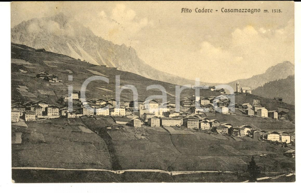 Cartolina originale da collezione 1914 CASAMAZZAGNO BL Panorama  ALTO CADORE Cartolina postale FP VG 1