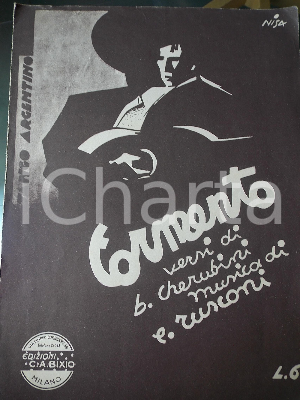 Oggetto da collezione cartaceo 1932 CHERUBINI  RUSCONI Tormento  Tango argentino Spartito ed. C. A. BIXIO 1