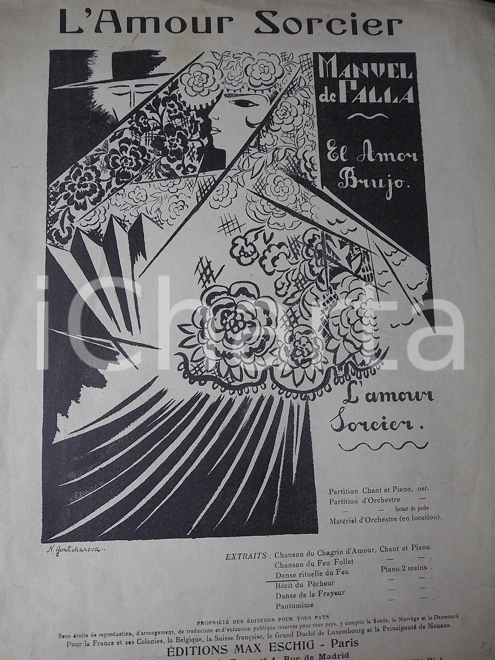 Oggetto da collezione cartaceo 1921 Manuel DE FALLA Danse rituelle du feu  L amour sorcier Spartito ESCHIG 1