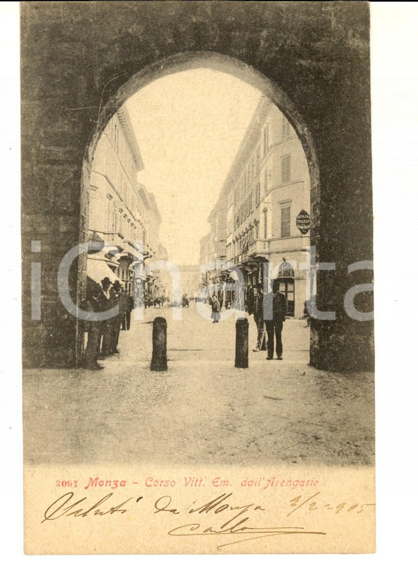 Cartolina originale da collezione 1905 MONZA Corso Vittorio Emanuele dall Arengario Cartolina messaggio nascosto 1