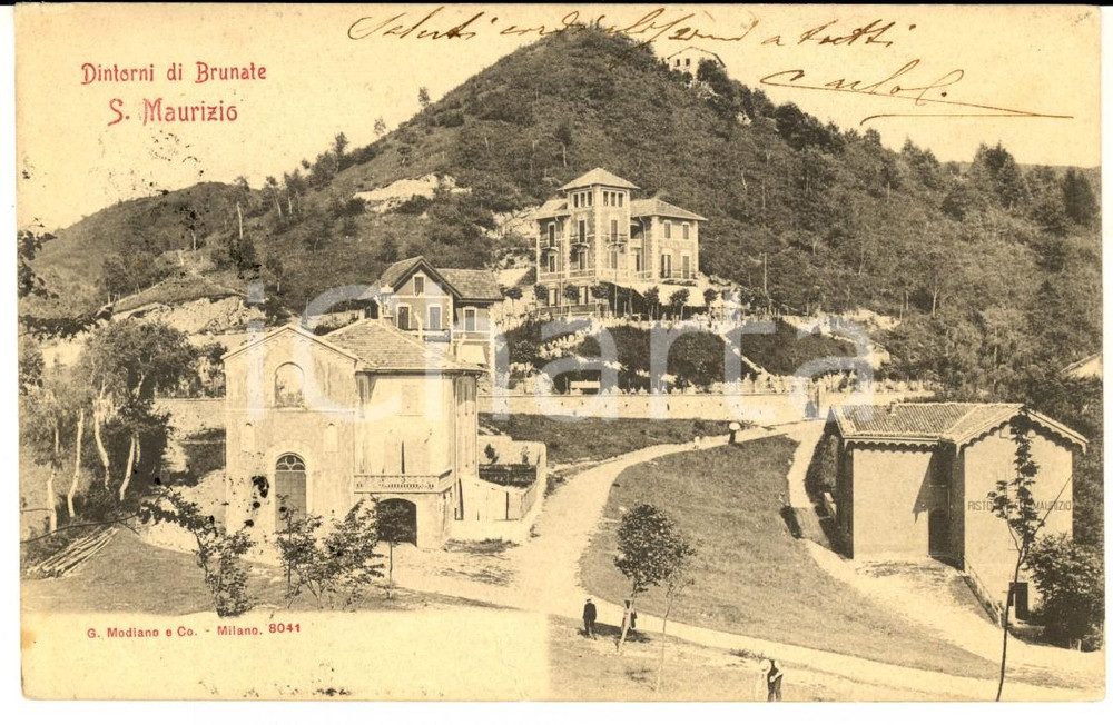 Cartolina originale da collezione 1904 BRUNATE CO Panorama di SAN MAURIZIO Cartolina messaggio nascosto 1